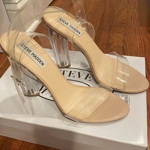 Steve Madden nude and clear strap heeled sandals